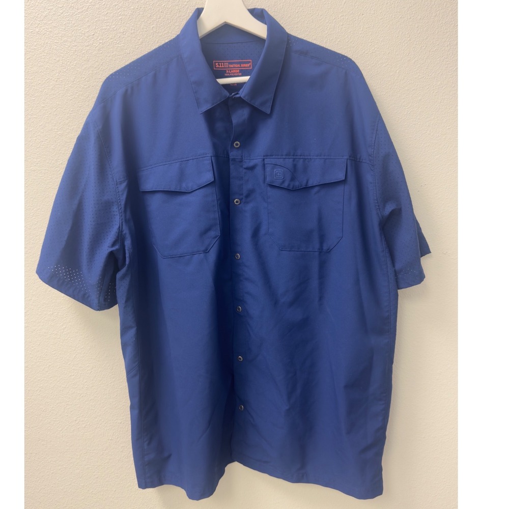 5.11 Tactical Shirt Mens XL Blue Short Sleeve Snap Front